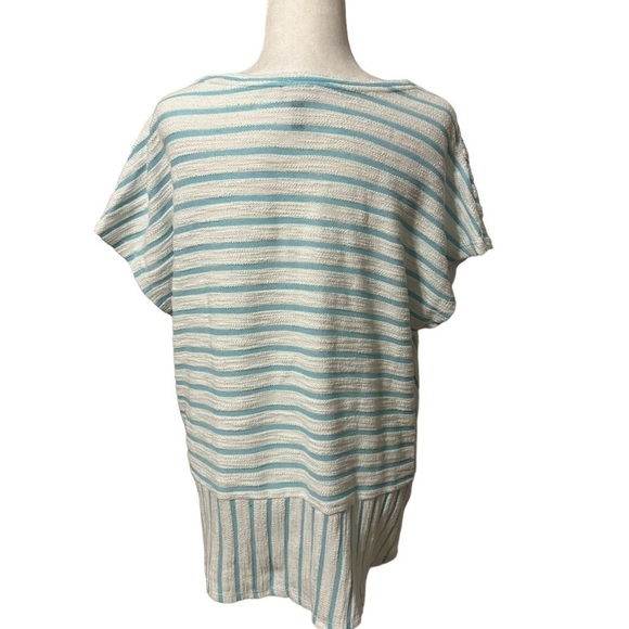 Jones New York Pullover Striped Teal Green and White Dolan Short Sleeve Size XL - Picture 5 of 8